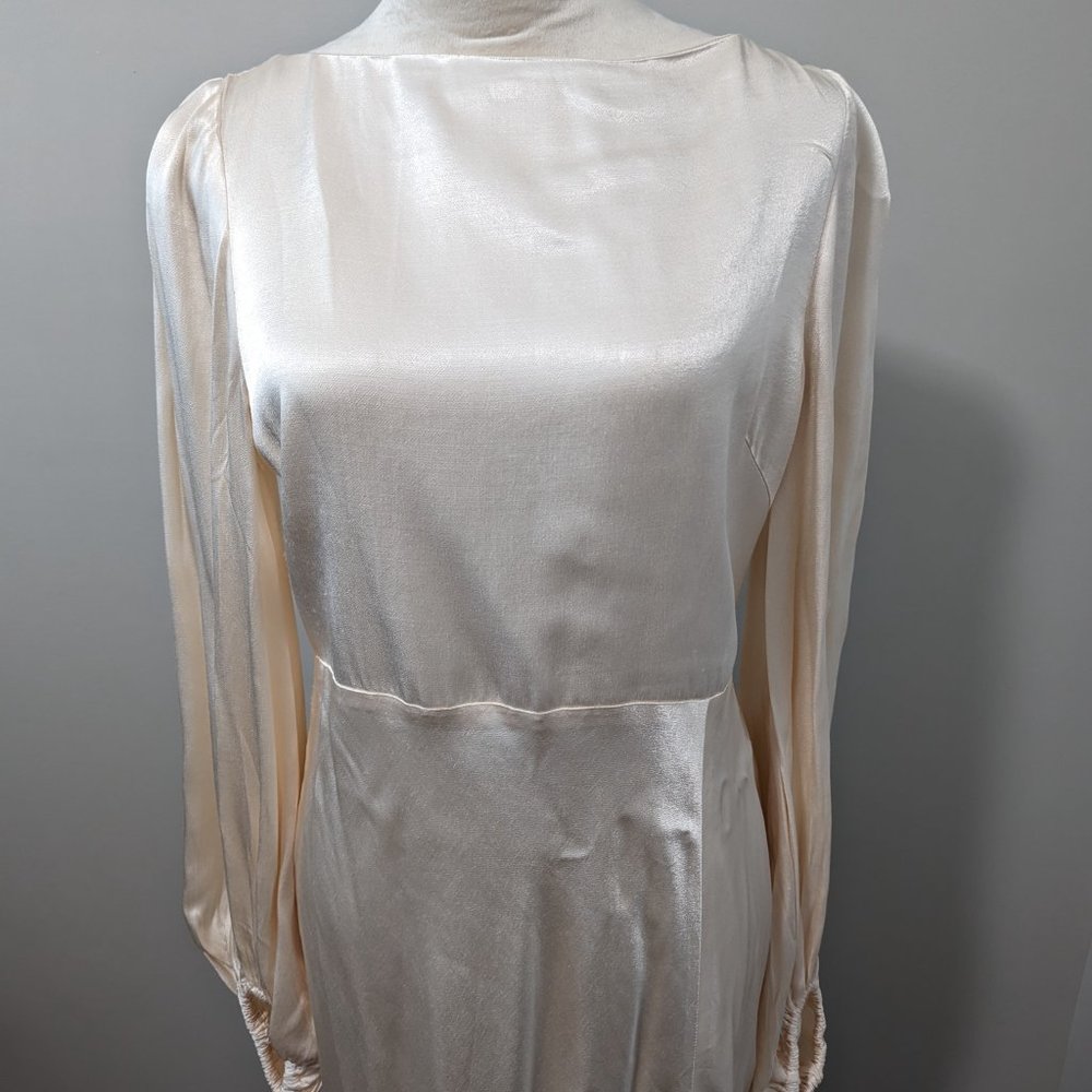 Shona Joy La Lune Balloon Sleeve Backless Midi Dress- Cream - Picture 3 of 15